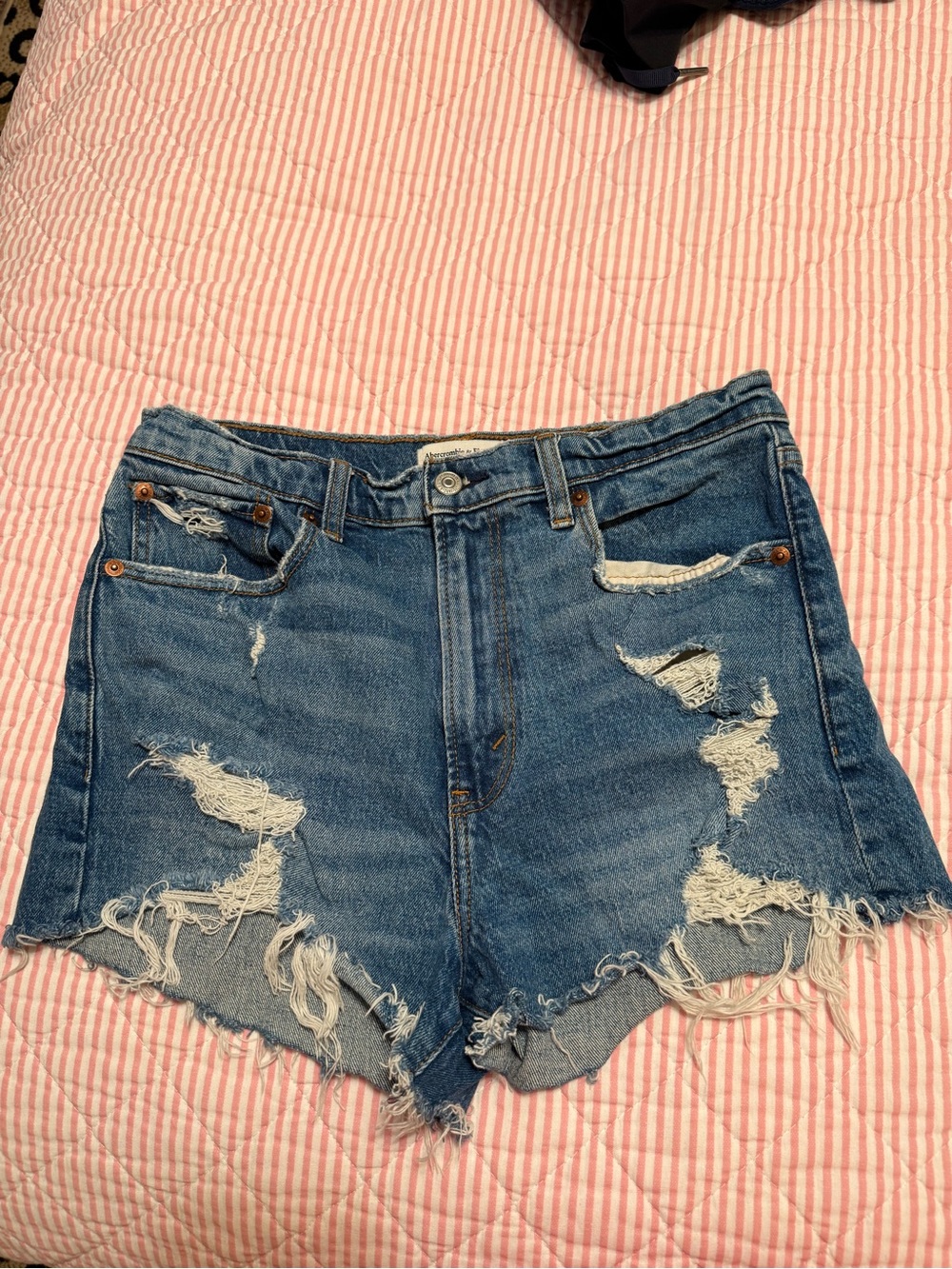 Abercrombie & Fitch Distressed Blue Denim Cutoff Shorts